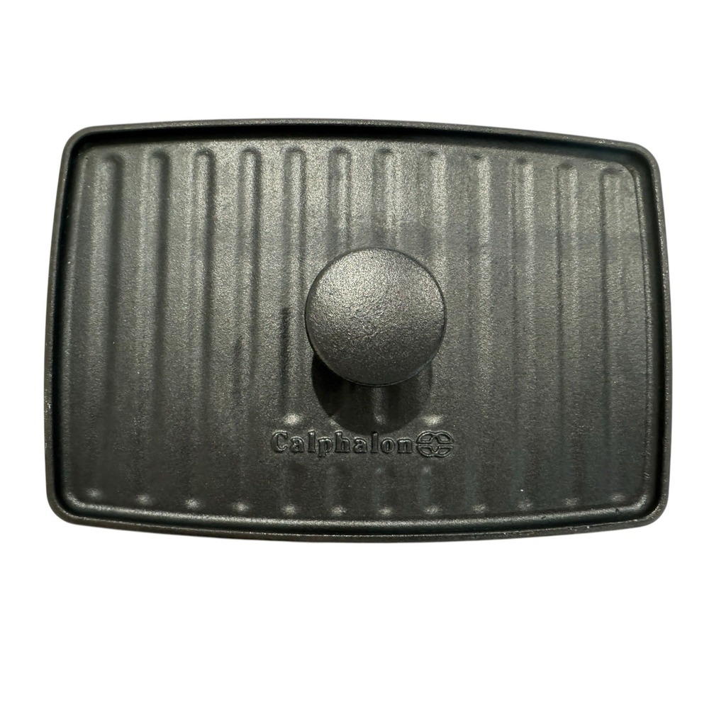 Calphalon Cast Iron Grill Press 11x7.25 Panini Bacon Steak Burger Heavy 4lb
